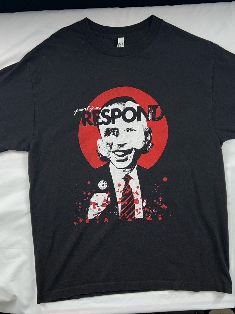 Pearl Jam Respond T Shirt Large Jeff Ament Ten Club Black Band Tee